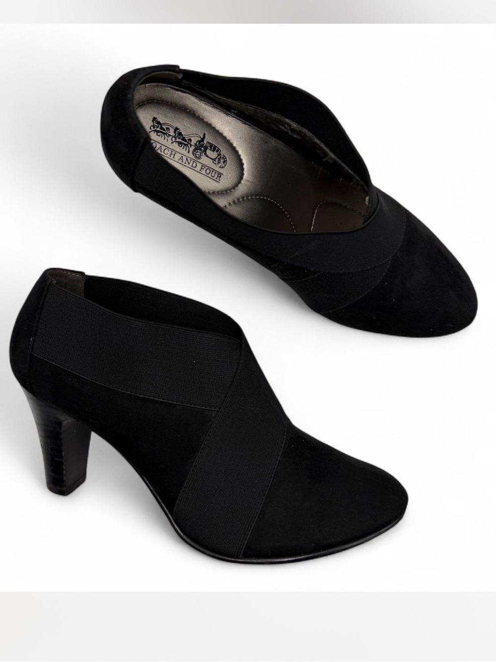 Coach and Four women’s black elastic crossover strap pumps
Size 7